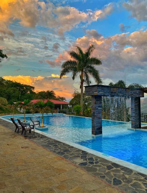 Natural landscape, Pool view, Swimming pool, Sunset