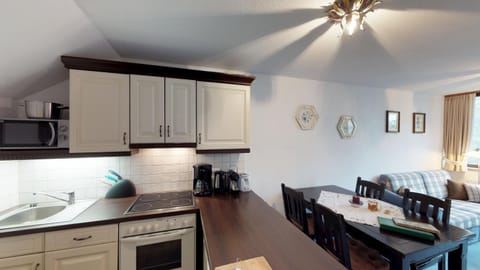 Kitchen or kitchenette, Living room, Seating area, Dining area