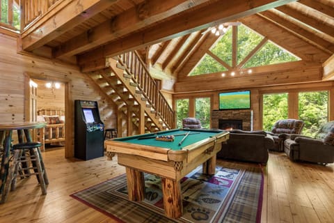 Billiard, Game Room, TV and multimedia, Living room, Seating area, fireplace, furniture