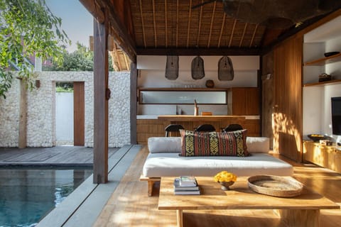 Property building, Living room, Swimming pool