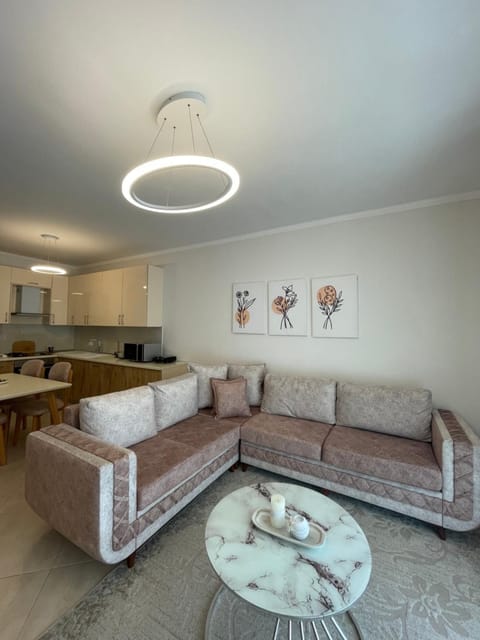 Kitchen or kitchenette, Living room, Seating area, Dining area