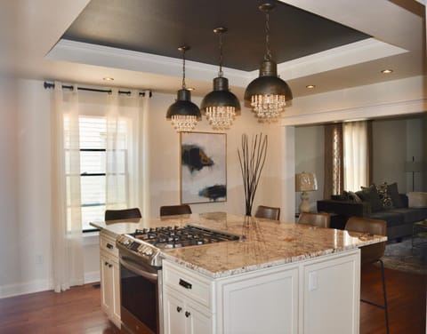 Kitchen or kitchenette, stove