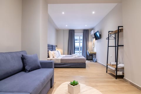 Bed, TV and multimedia, Living room, Photo of the whole room, Seating area, Bedroom