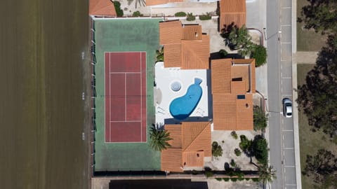 Day, Natural landscape, Bird's eye view, Tennis court, Pool view, Swimming pool