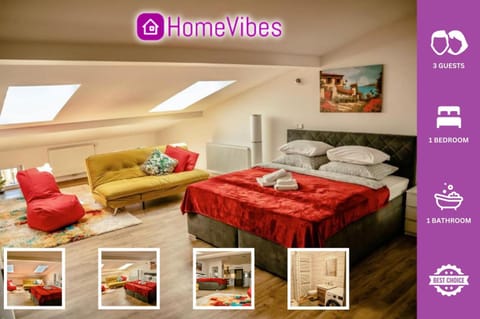 Bed, Living room, Seating area, Bedroom, Text overlay, towels