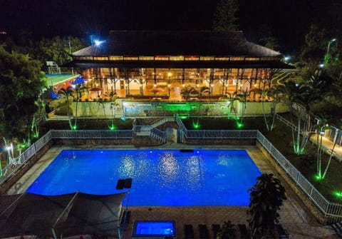 Night, Pool view, Swimming pool