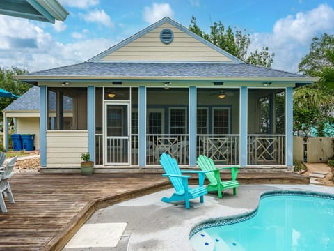 Property building, Patio, Seating area, Swimming pool