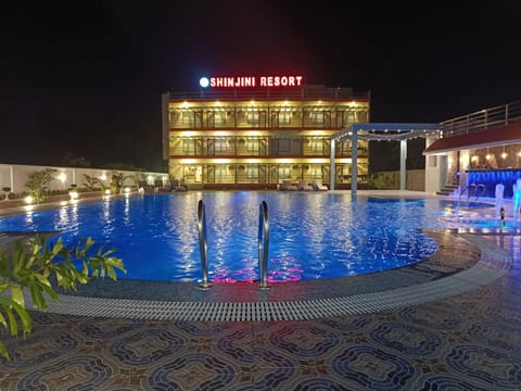 Property building, Night, Pool view, Swimming pool