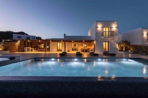 Property building, Night, Swimming pool