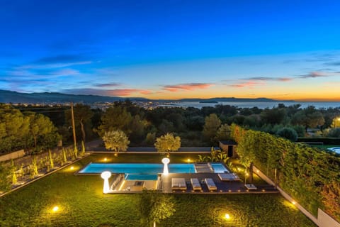 Natural landscape, Swimming pool, Sunset