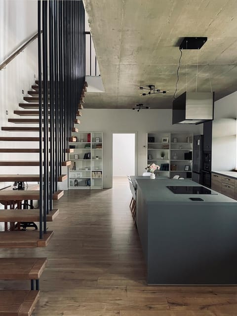 Kitchen or kitchenette, Living room, Seating area