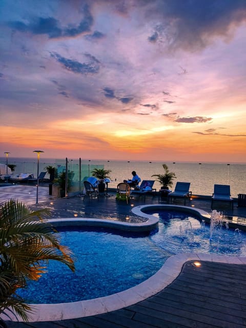 Pool view, Swimming pool, Sunset