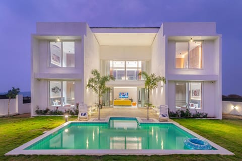Property building, Night, Pool view, Swimming pool
