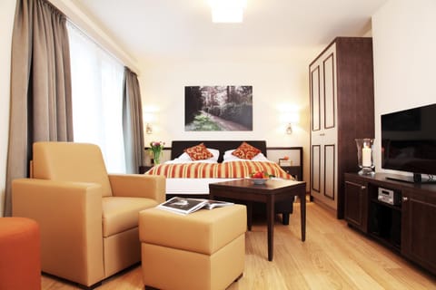 TV and multimedia, Living room, Seating area, City view, Inner courtyard view