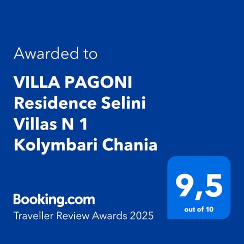 VILLA PAGONI Residence Selini Villas N 1 Kolymbari Chania House in Crete