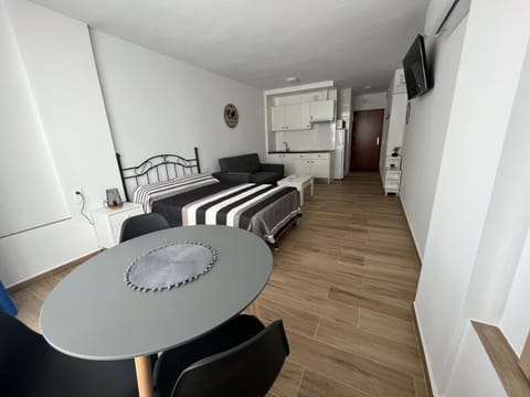 Bed, TV and multimedia, Kitchen or kitchenette, Photo of the whole room, Seating area, Dining area