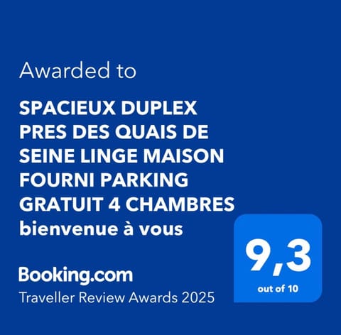 SPACIEUX DUPLEX PRES DES QUAIS DE SEINE LINGE MAISON FOURNI PARKING GRATUIT 4 CHAMBRES bienvenue à vous Apartment in Rouen