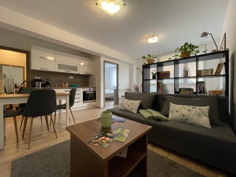 Kitchen or kitchenette, Living room, Seating area, Dining area, minibar, pet friendly