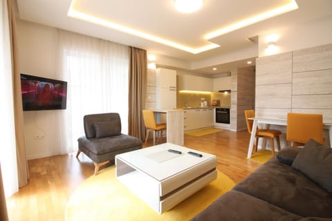 TV and multimedia, Kitchen or kitchenette, Living room, Seating area, Dining area