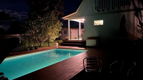 Night, Pool view, Swimming pool