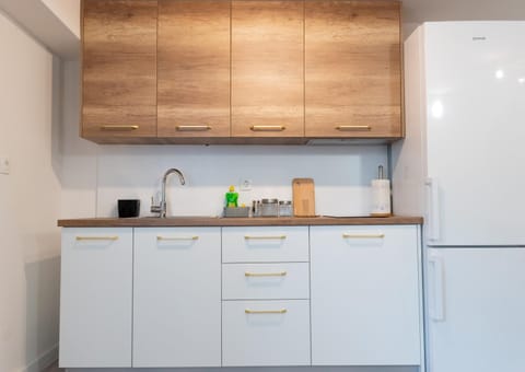 Kitchen or kitchenette, minibar, stove