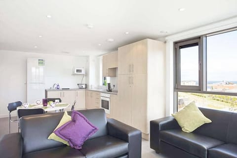 Kitchen or kitchenette, Living room, Seating area