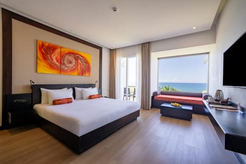 Bed, Living room, Bedroom, Sea view