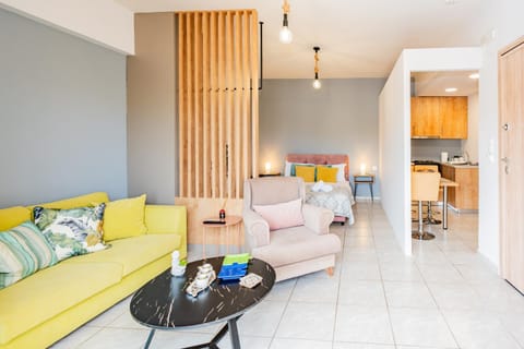 Kitchen or kitchenette, Living room, Seating area