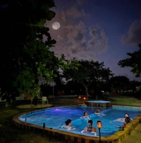 Night, Pool view, Swimming pool