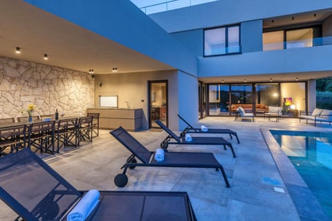 Patio, Seating area, Pool view, Swimming pool, sunbed