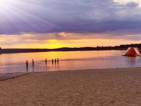 Beach, Lake view, Sunset