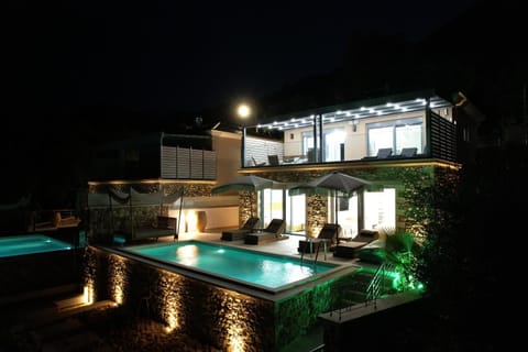 Property building, Night, Pool view, Swimming pool