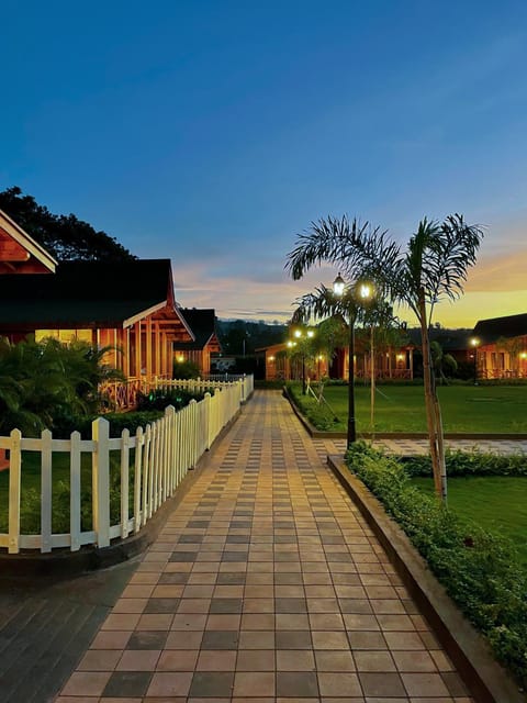Property building, Natural landscape, Garden view, Sunset