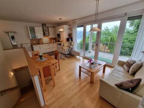 Kitchen or kitchenette, Living room, Seating area, Dining area, stove