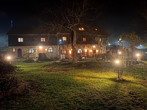 Property building, Night, Natural landscape, Garden view