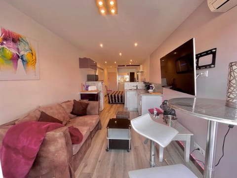 TV and multimedia, Kitchen or kitchenette, Living room, Photo of the whole room, Seating area, Dining area, air conditioner
