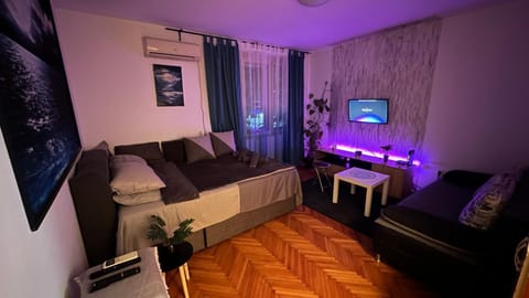 Bed, TV and multimedia, Living room, Photo of the whole room, Seating area, Bedroom