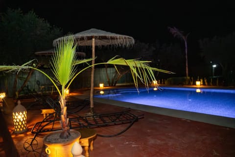Night, Pool view, Swimming pool