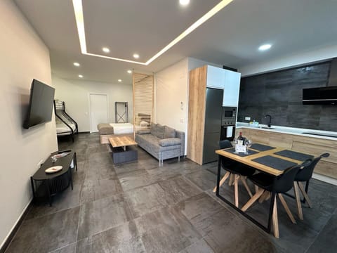 Communal lounge/ TV room, Bed, TV and multimedia, Kitchen or kitchenette, Photo of the whole room, Dining area