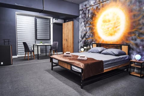 Bed, Photo of the whole room, Bedroom, towels, wardrobe