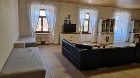 Communal lounge/ TV room, Bed, Kitchen or kitchenette, Living room, Photo of the whole room, Seating area