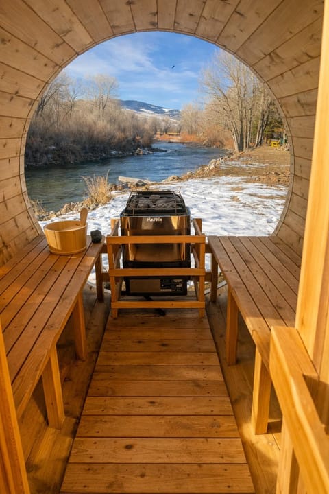 Day, Natural landscape, Sauna, River view