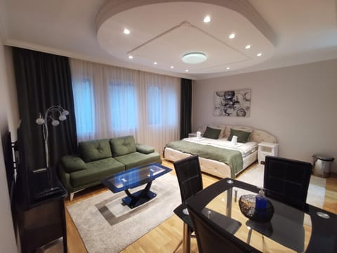 Bed, TV and multimedia, Living room, Seating area
