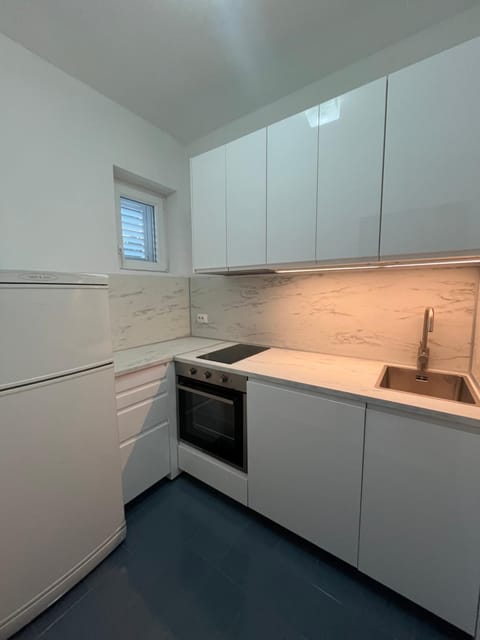 Kitchen or kitchenette, dishwasher, oven, stove