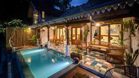 Night, Pool view, Swimming pool