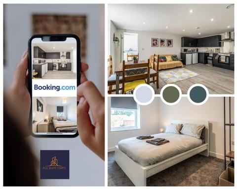 Property building, Bed, Kitchen or kitchenette, Living room, Seating area, Bedroom