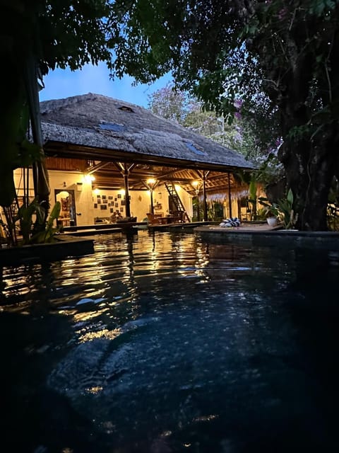 Property building, Night, Pool view, Swimming pool