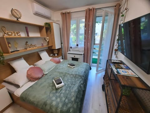 Bed, TV and multimedia, Bedroom, hair dresser, air conditioner
