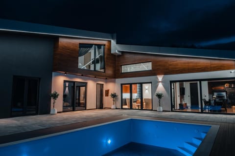 Night, Pool view, Swimming pool, Swimming pool