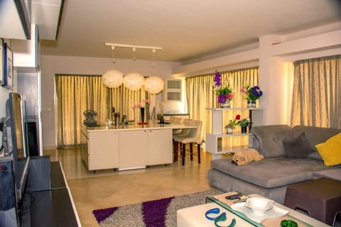 TV and multimedia, Kitchen or kitchenette, Living room, Seating area